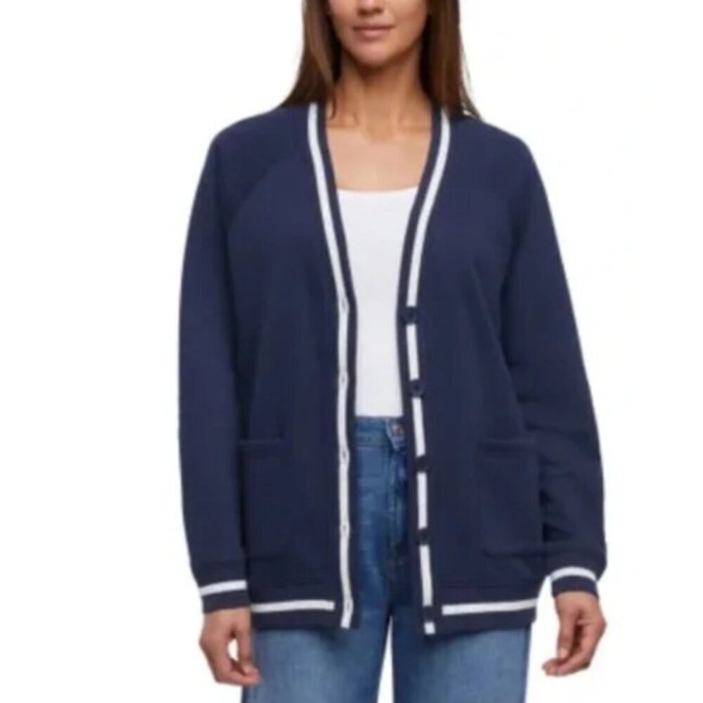 GAP Cardigan Sweater Size XS Preppy Navy Blue Button Down Cotton Blend Women's